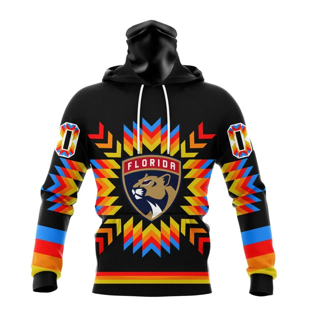 NHL Florida Panthers Special Design With Native Pattern St2306 Mask Hoodie