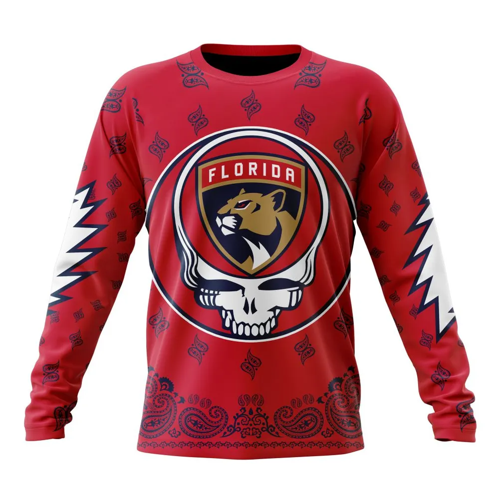 NHL Florida Panthers Special Grateful Dead Design St2303 Long Sleeved Sweatshirt 