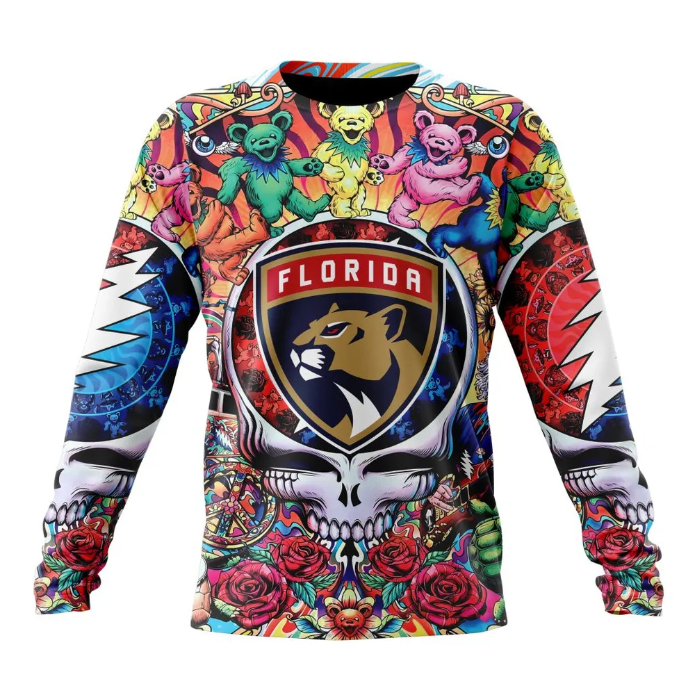 NHL Florida Panthers Special Grateful Dead Design St2304 Long Sleeved Sweatshirt 