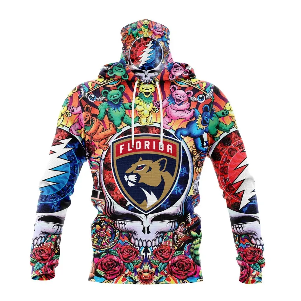 NHL Florida Panthers Special Grateful Dead Design St2304 Mask Hoodie