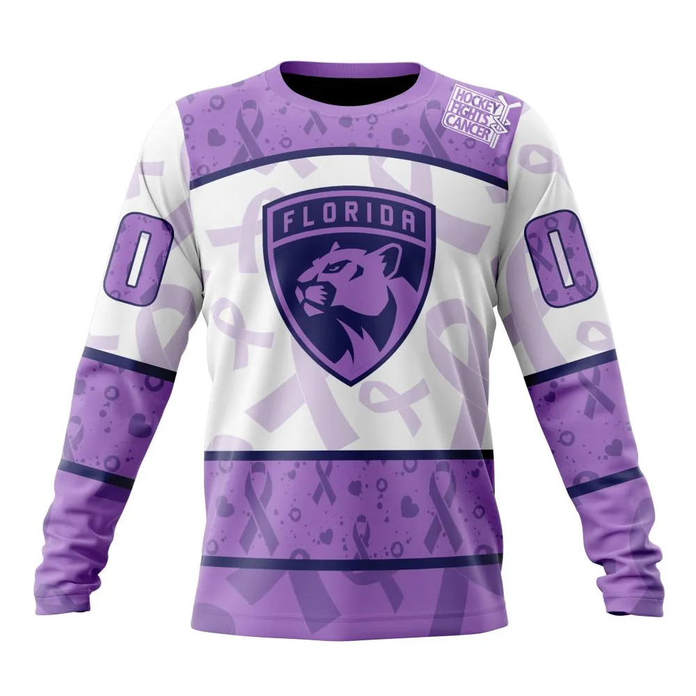 NHL Florida Panthers Special Lavender Fight Cancer St2201 Long Sleeved Sweatshirt 