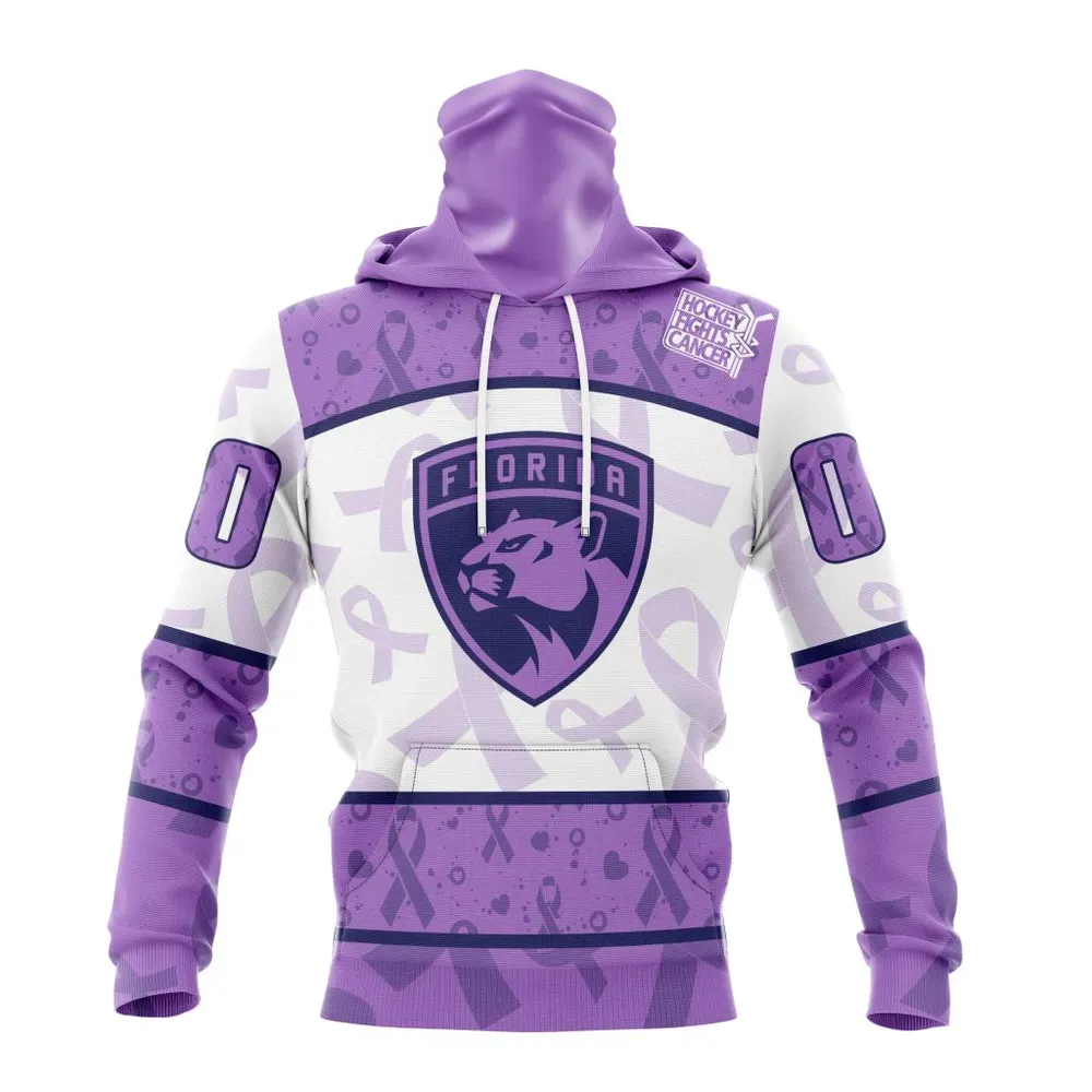 NHL Florida Panthers Special Lavender Fight Cancer St2201 Mask Hoodie