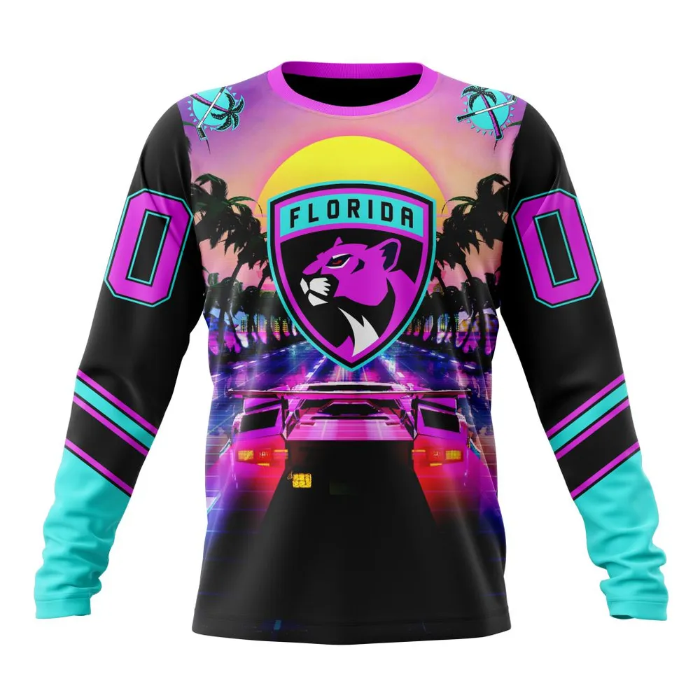 NHL Florida Panthers Special Miami Vice Design St2301 Long Sleeved Sweatshirt 