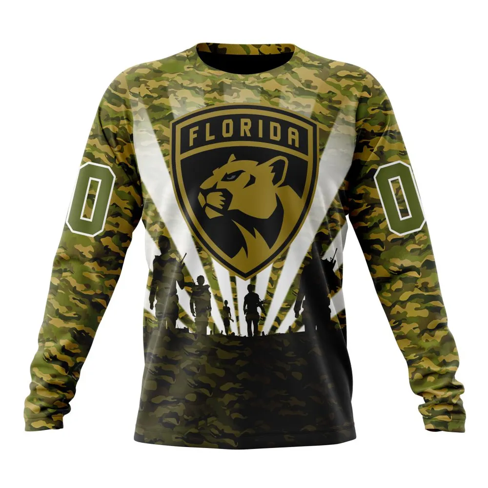 NHL Florida Panthers Special Military Camo Kits For Veterans Day And Rememberance Day St2201 Long Sleeved Sweatshirt 