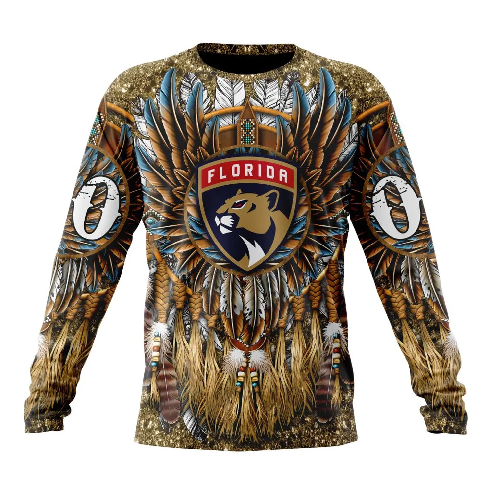 NHL Florida Panthers Special Native Costume Design St2201 Long Sleeved Sweatshirt 