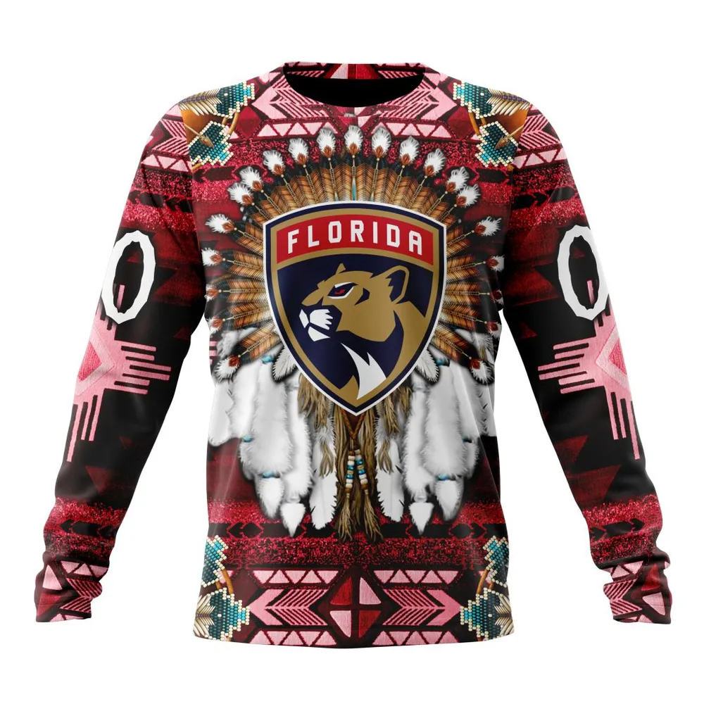 NHL Florida Panthers Special Native Costume Design St2202 Long Sleeved Sweatshirt 