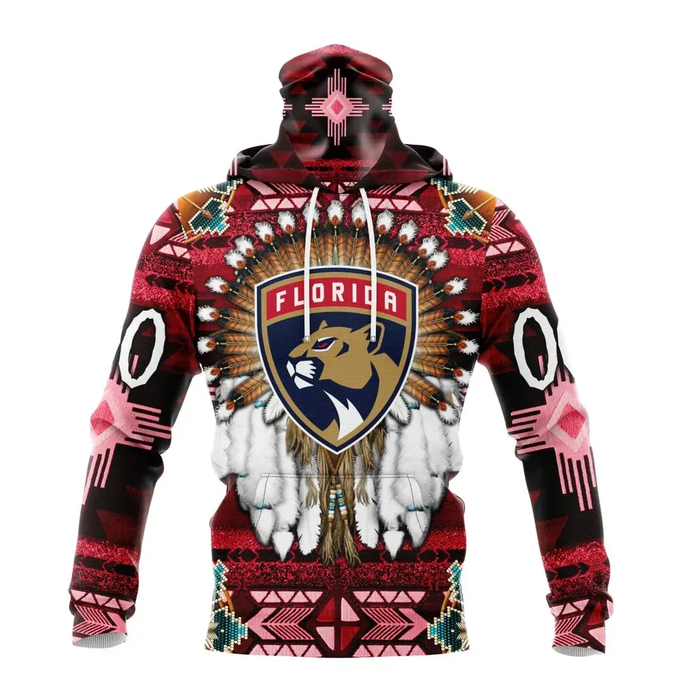 NHL Florida Panthers Special Native Costume Design St2202 Mask Hoodie