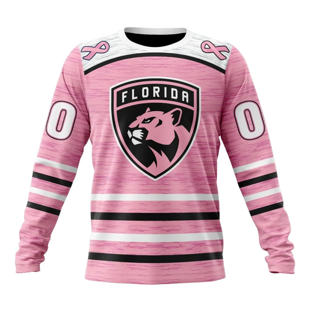 NHL Florida Panthers Special Pink Fight Breast Cancer Design St2304 Long Sleeved Sweatshirt 