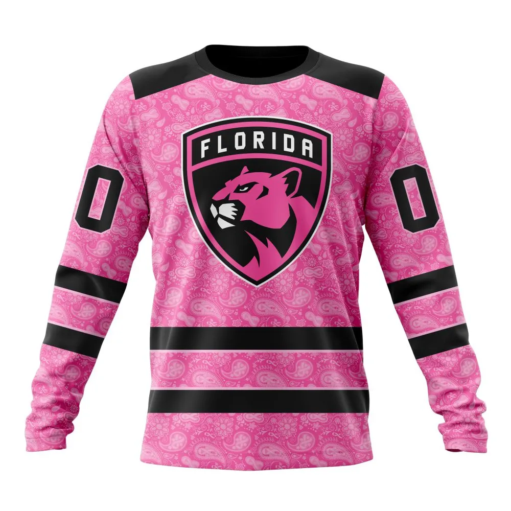 NHL Florida Panthers Special Pink Fight Breast Cancer St2306 Long Sleeved Sweatshirt 