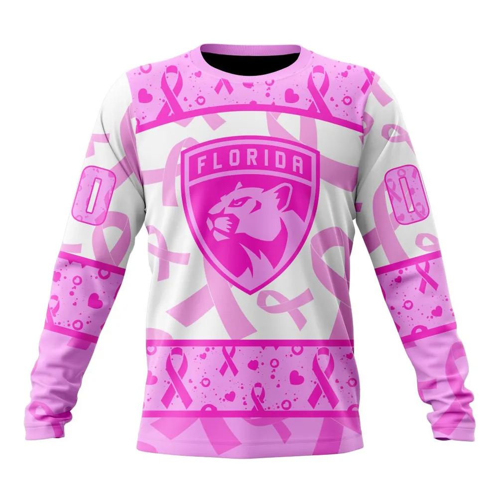 NHL Florida Panthers Special Pink October Breast Cancer Awareness Month St2302 Long Sleeved Sweatshirt 