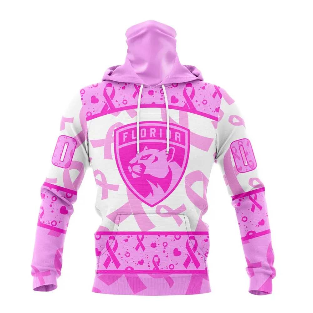 NHL Florida Panthers Special Pink October Breast Cancer Awareness Month St2302 Mask Hoodie