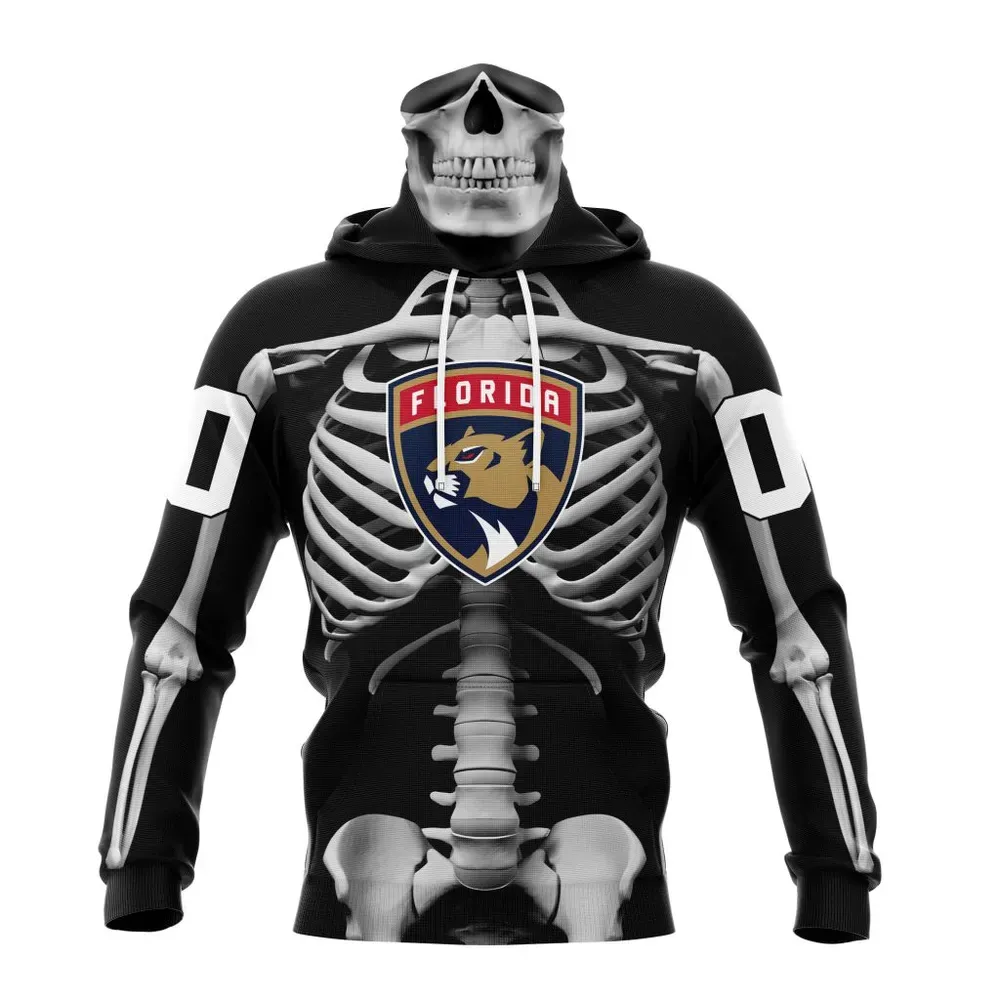 NHL Florida Panthers Special Skeleton Costume For Halloween St2301 Mask Hoodie