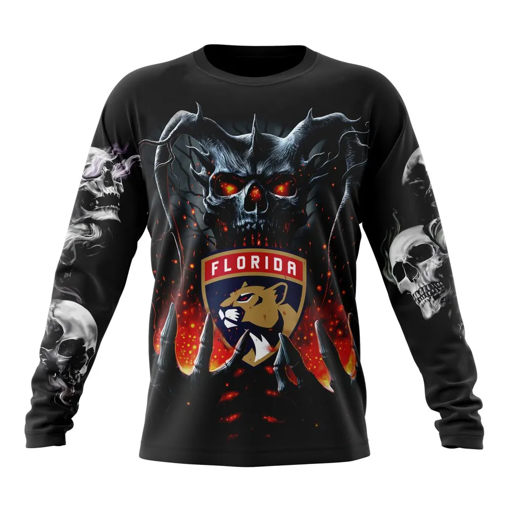 NHL Florida Panthers Special Skull Art Design St2301 Long Sleeved Sweatshirt 