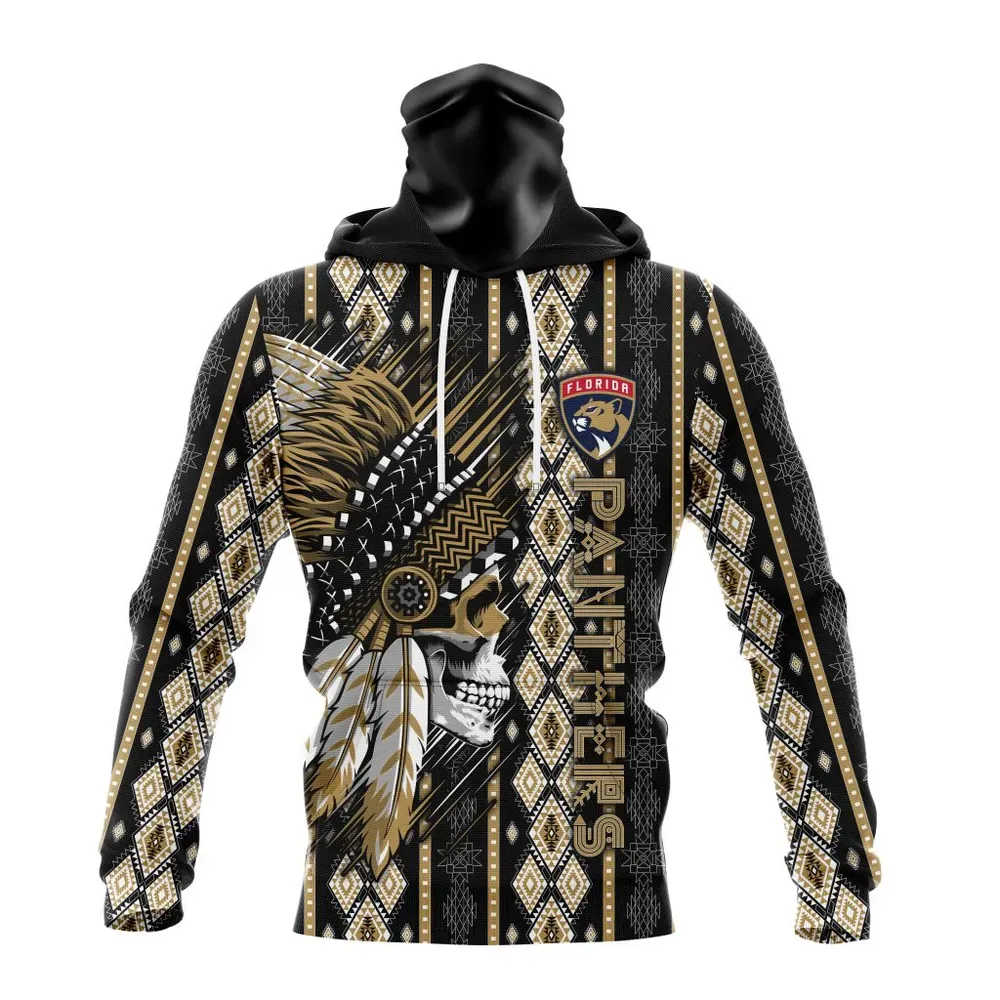 NHL Florida Panthers Special Skull Native Design St2301 Mask Hoodie