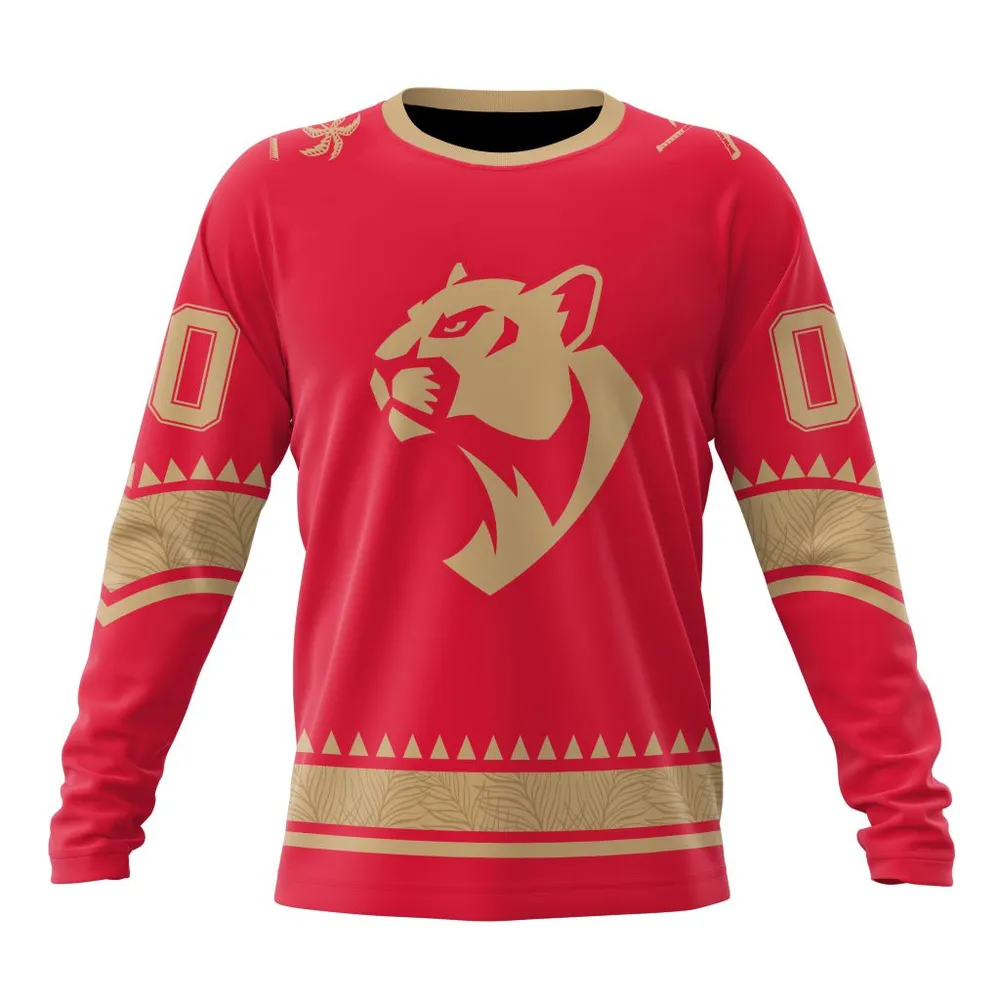 NHL Florida Panthers Special Two-Tone Design St2401 Long Sleeved Sweatshirt 