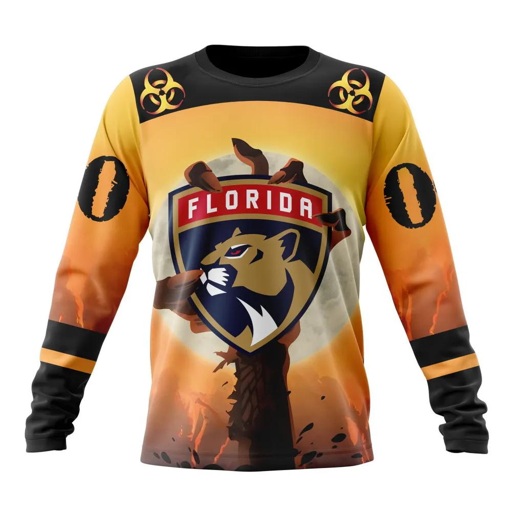 NHL Florida Panthers Special Zombie Design For Halloween St2305 Long Sleeved Sweatshirt 