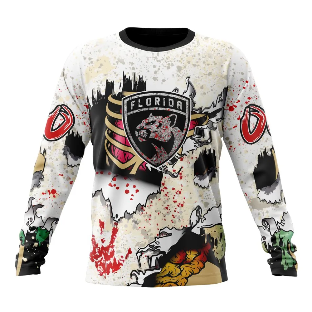 NHL Florida Panthers Special Zombie Style For Halloween St2304 Long Sleeved Sweatshirt 