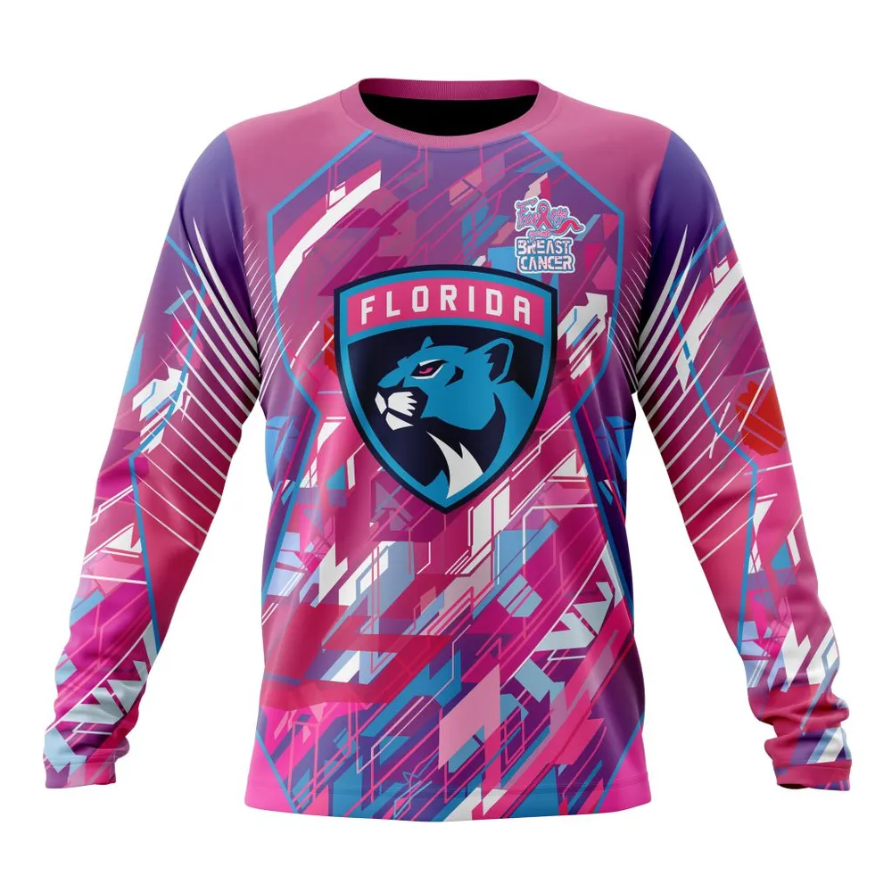 NHL Florida Panthers | Specialized Design I Pink I Can! Fearless Again Breast Cancer Long Sleeved Sweatshirt 