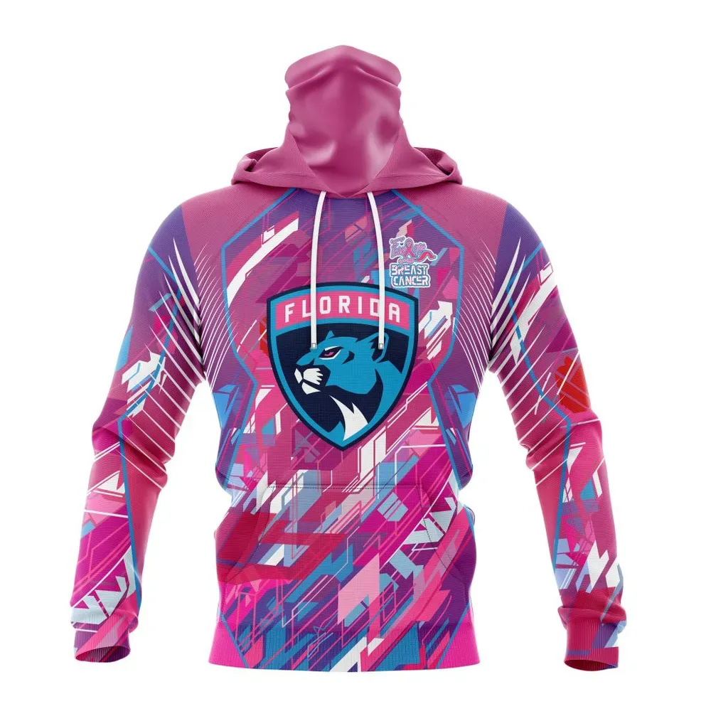 NHL Florida Panthers | Specialized Design I Pink I Can! Fearless Again Breast Cancer Mask Hoodie