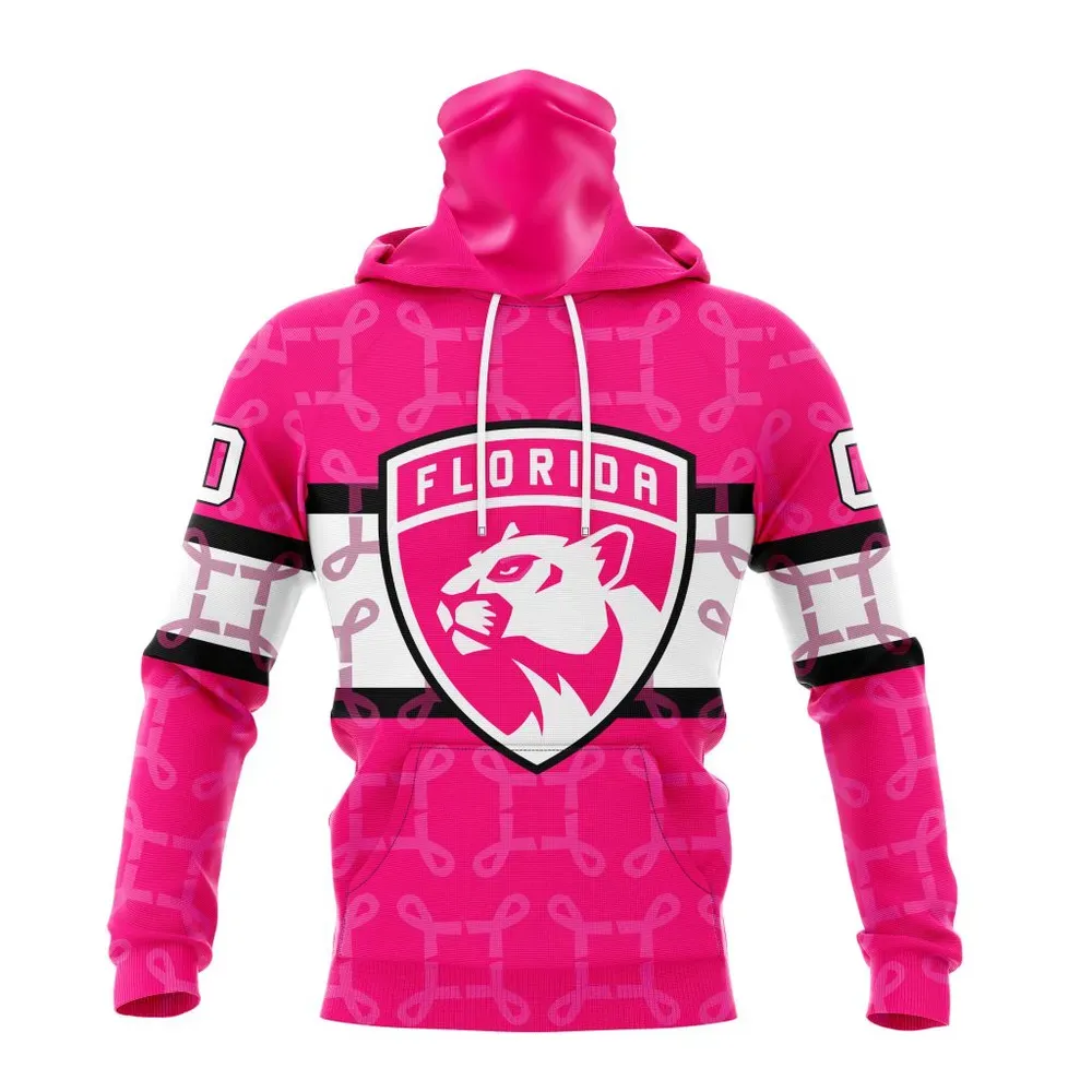 NHL Florida Panthers | Specialized Design I Pink I Can! In October We Wear Pink Breast Cancer Mask Hoodie