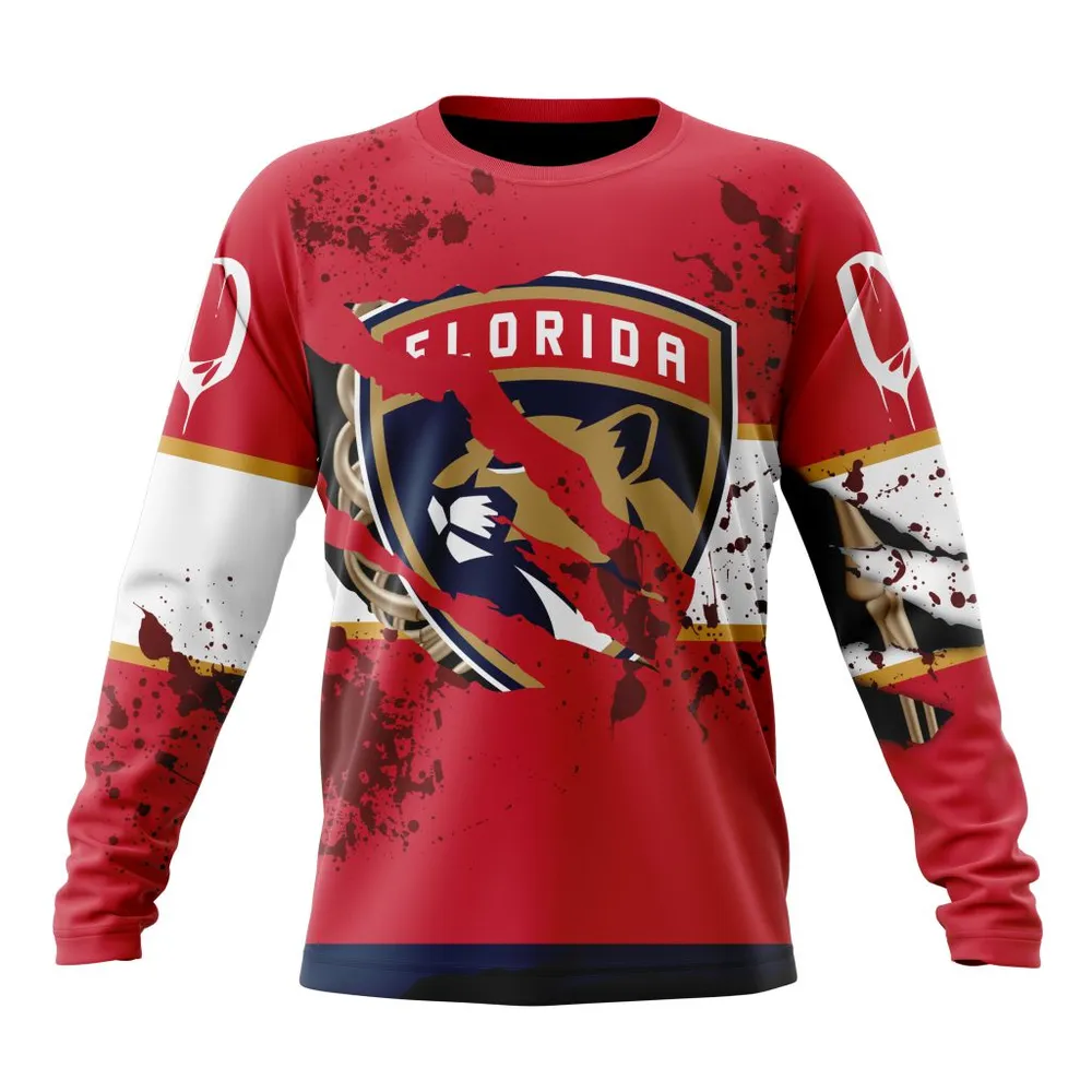 NHL Florida Panthers | Specialized Design Jersey With Your Ribs For Halloween Long Sleeved Sweatshirt 