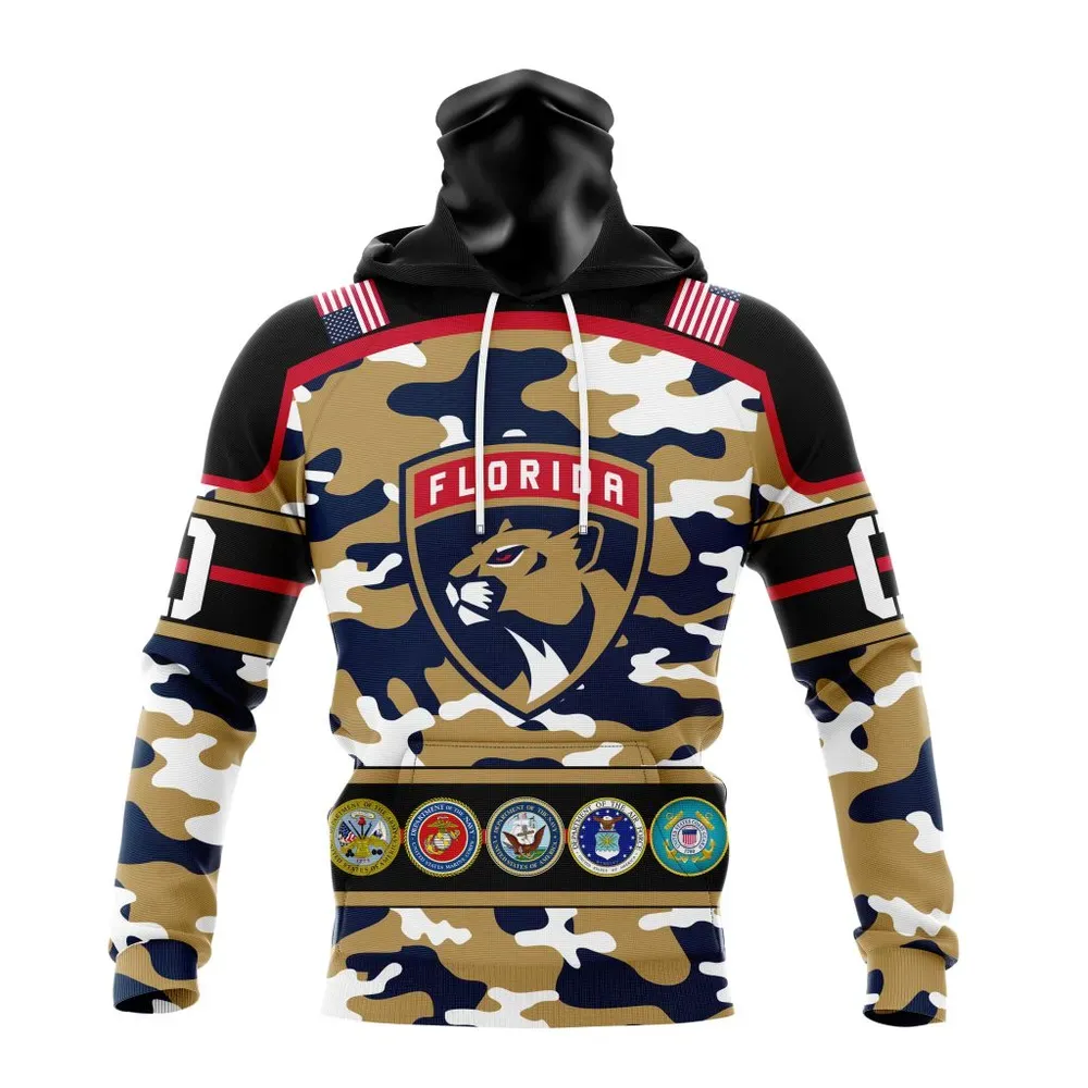 NHL Florida Panthers | Specialized Design Wih Camo Team Color And Military Force Logo Mask Hoodie