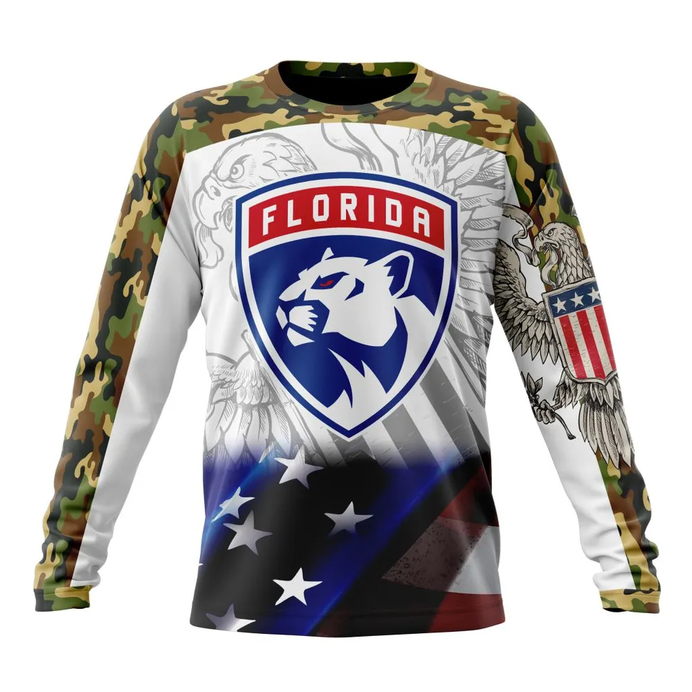 NHL Florida Panthers | Specialized Design With Our America Flag And Our America Eagle Long Sleeved Sweatshirt 