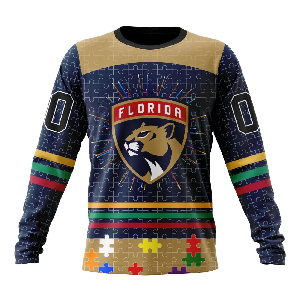 NHL Florida Panthers | Specialized Fearless Aganst Autism V0122 Long Sleeved Sweatshirt 