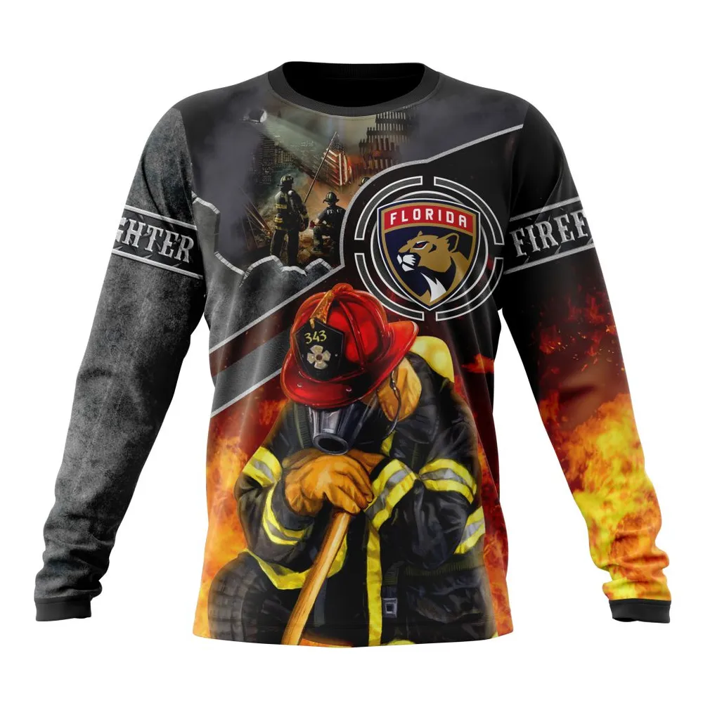 NHL Florida Panthers | Specialized Kits To Honor Firefighter In Patriot Day We Will Never Forget Long Sleeved Sweatshirt 