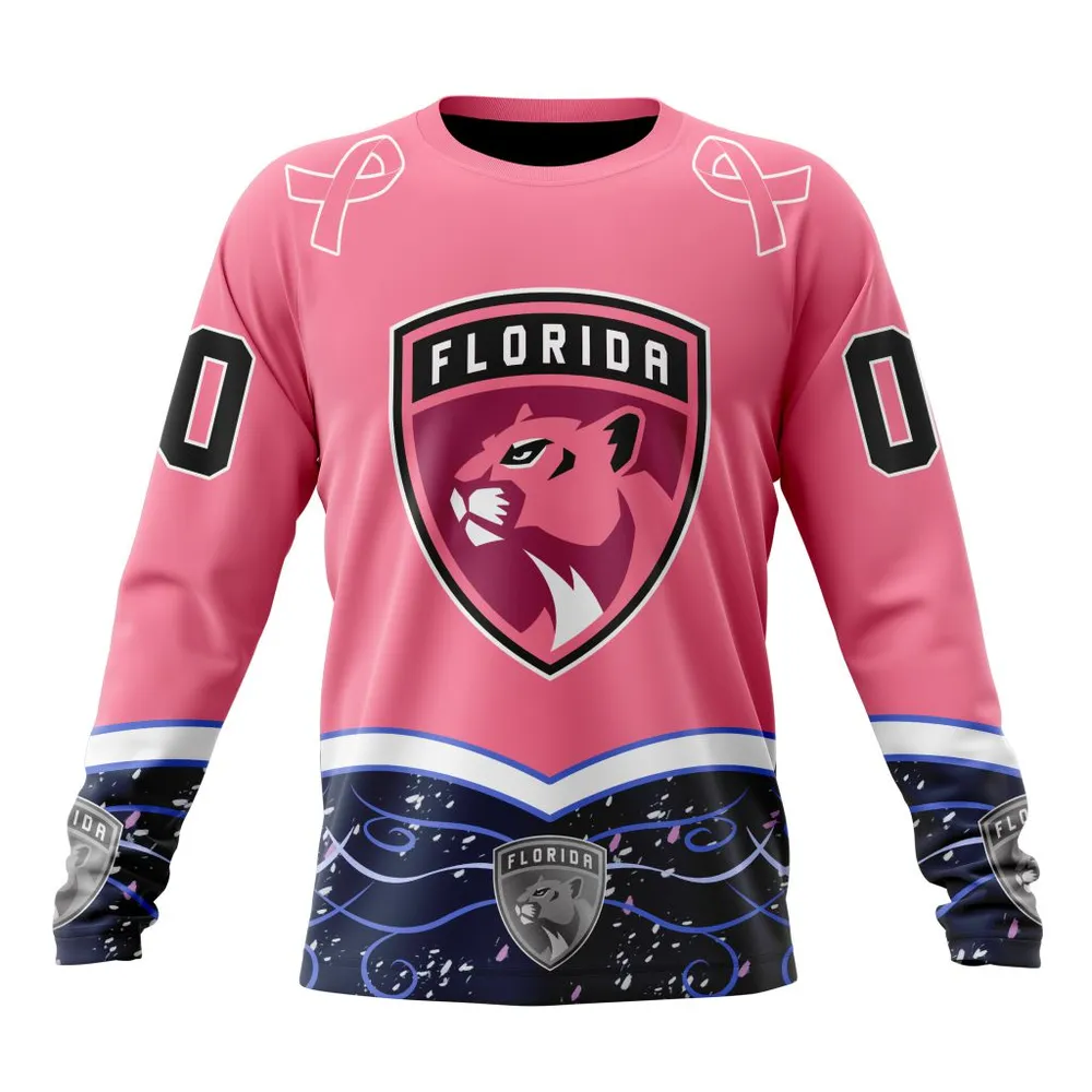 NHL Florida Panthers | Specialized Unisex For Hockey Fights Cancer Long Sleeved Sweatshirt 