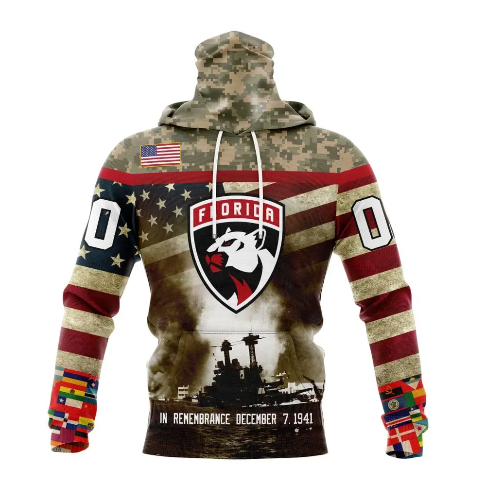 NHL Florida Panthers | Specialized Unisex Kits Remember Pearl Harbor Mask Hoodie