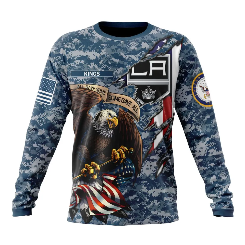 NHL Los Angeles Kings Honor Us Navy Veterans St2202 Long Sleeved Sweatshirt 