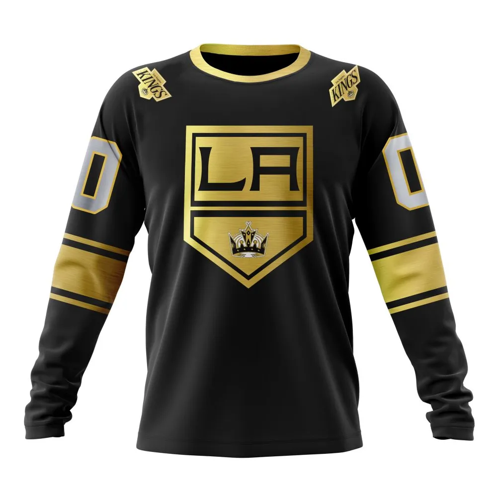 NHL Los Angeles Kings Special Black And Gold Design St2401 Long Sleeved Sweatshirt 