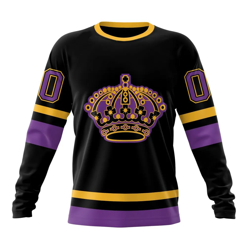 NHL Los Angeles Kings Special Blackout Design St2401 Long Sleeved Sweatshirt 