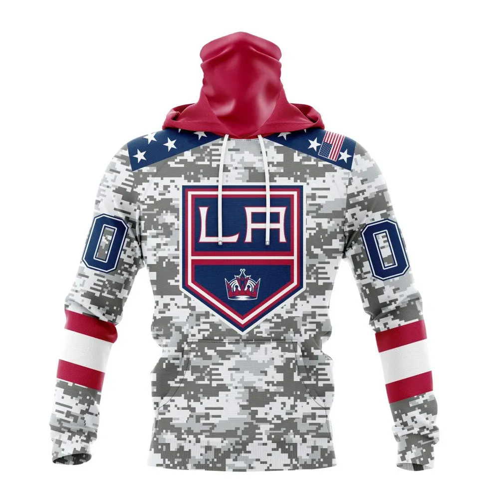 NHL Los Angeles Kings Special Camo Design For Veterans Day St2301 Mask Hoodie