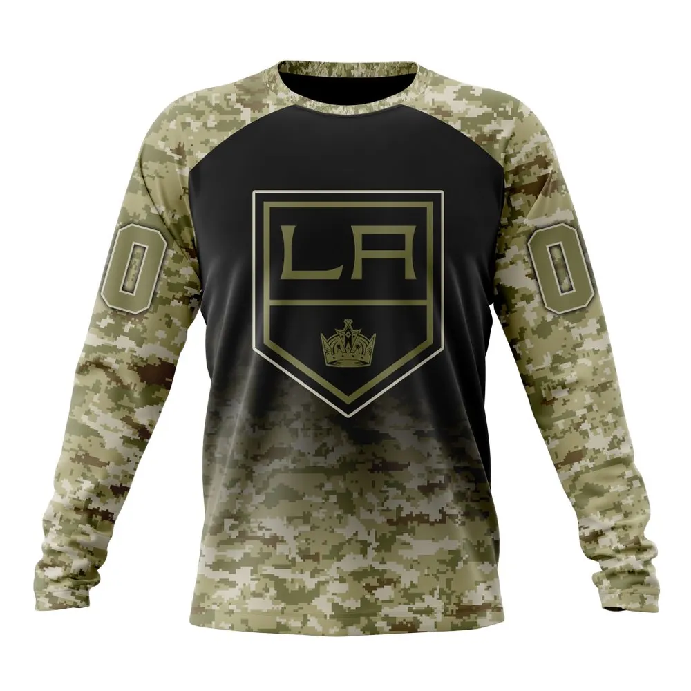 NHL Los Angeles Kings Special Camo Design For Veterans Day St2302 Long Sleeved Sweatshirt 