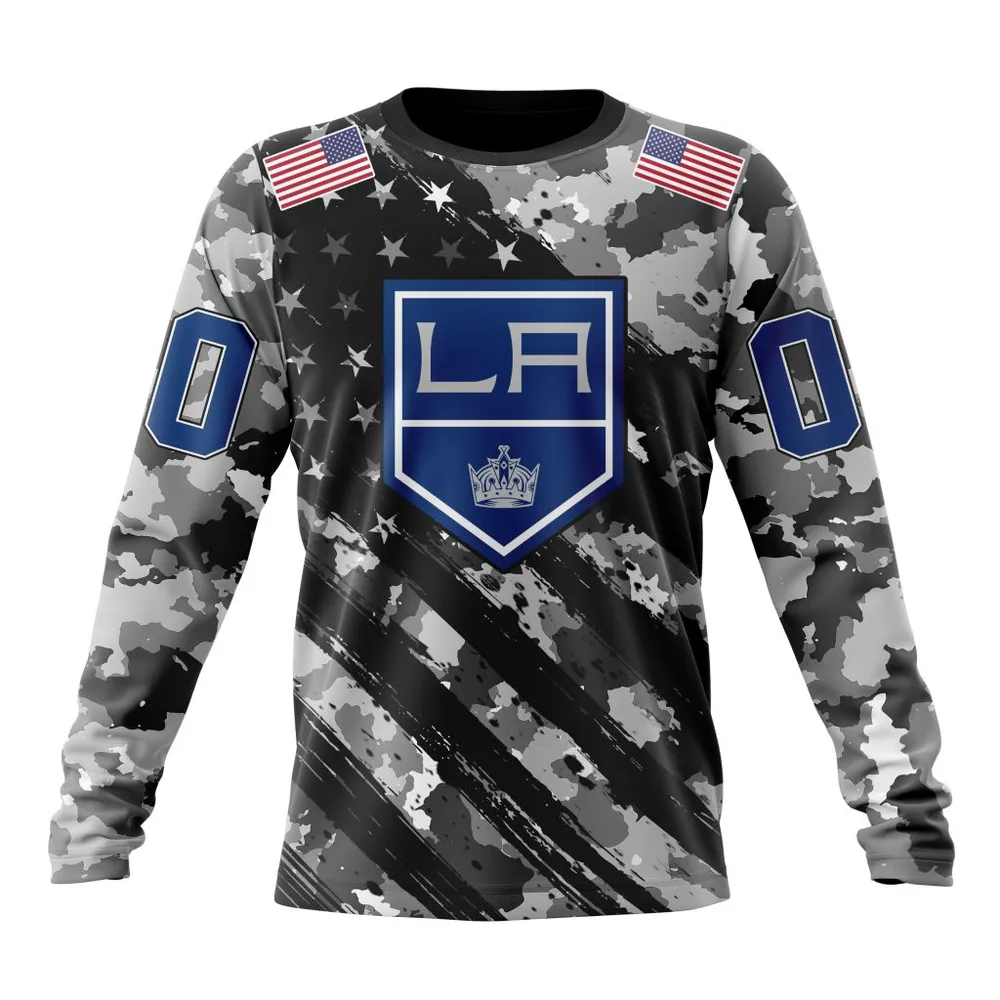 NHL Los Angeles Kings Special Camo Military Design St2301 Long Sleeved Sweatshirt 