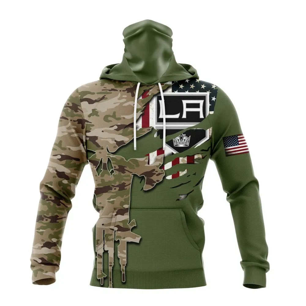 NHL Los Angeles Kings Special Camo Skull Design St2303 Mask Hoodie