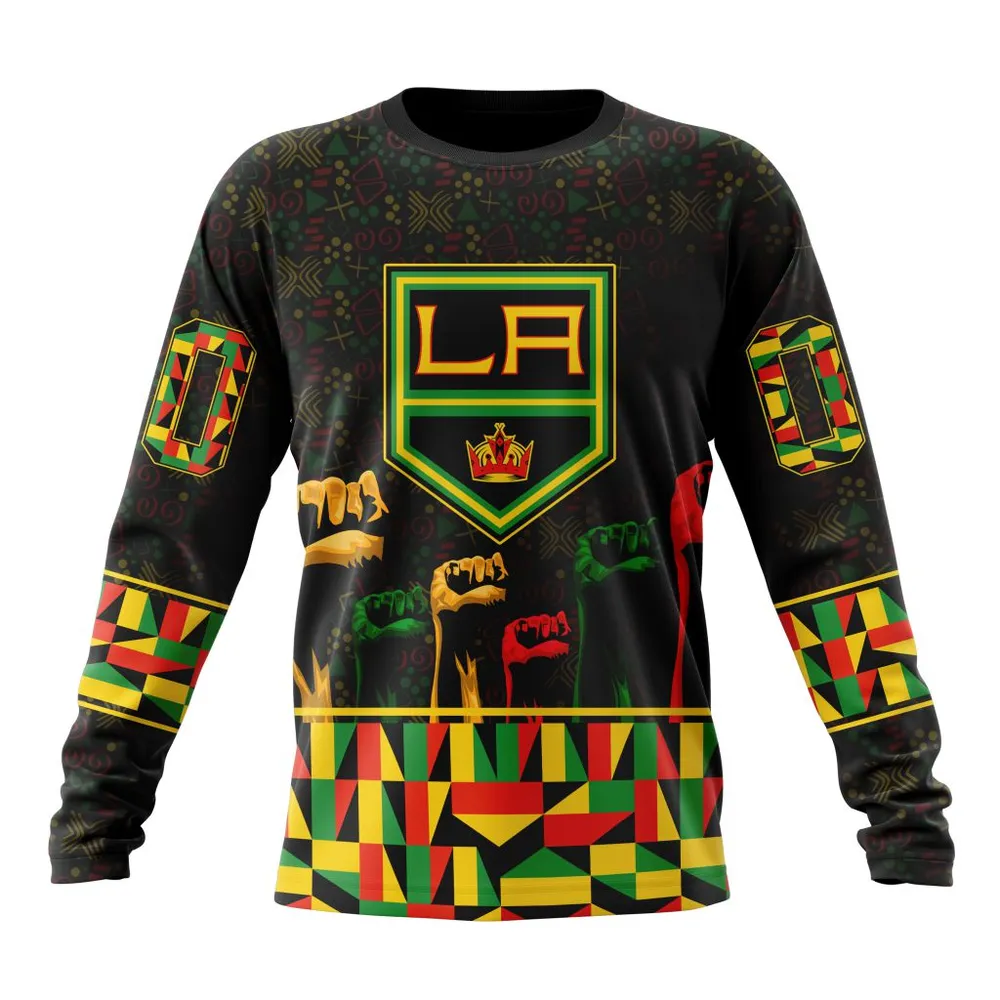 NHL Los Angeles Kings Special Design Celebrate Black History Month St2201 Long Sleeved Sweatshirt 