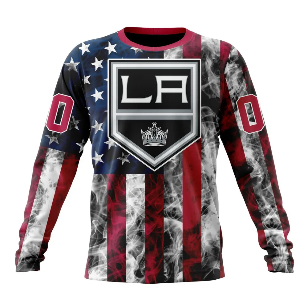 NHL Los Angeles Kings Special Design For Independence Day The Fourth Of July St2401 Long Sleeved Sweatshirt 