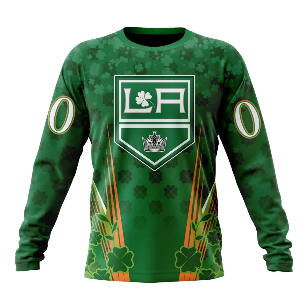 NHL Los Angeles Kings Special Design For St. Patrickâ€™S Day St2402 Long Sleeved Sweatshirt 