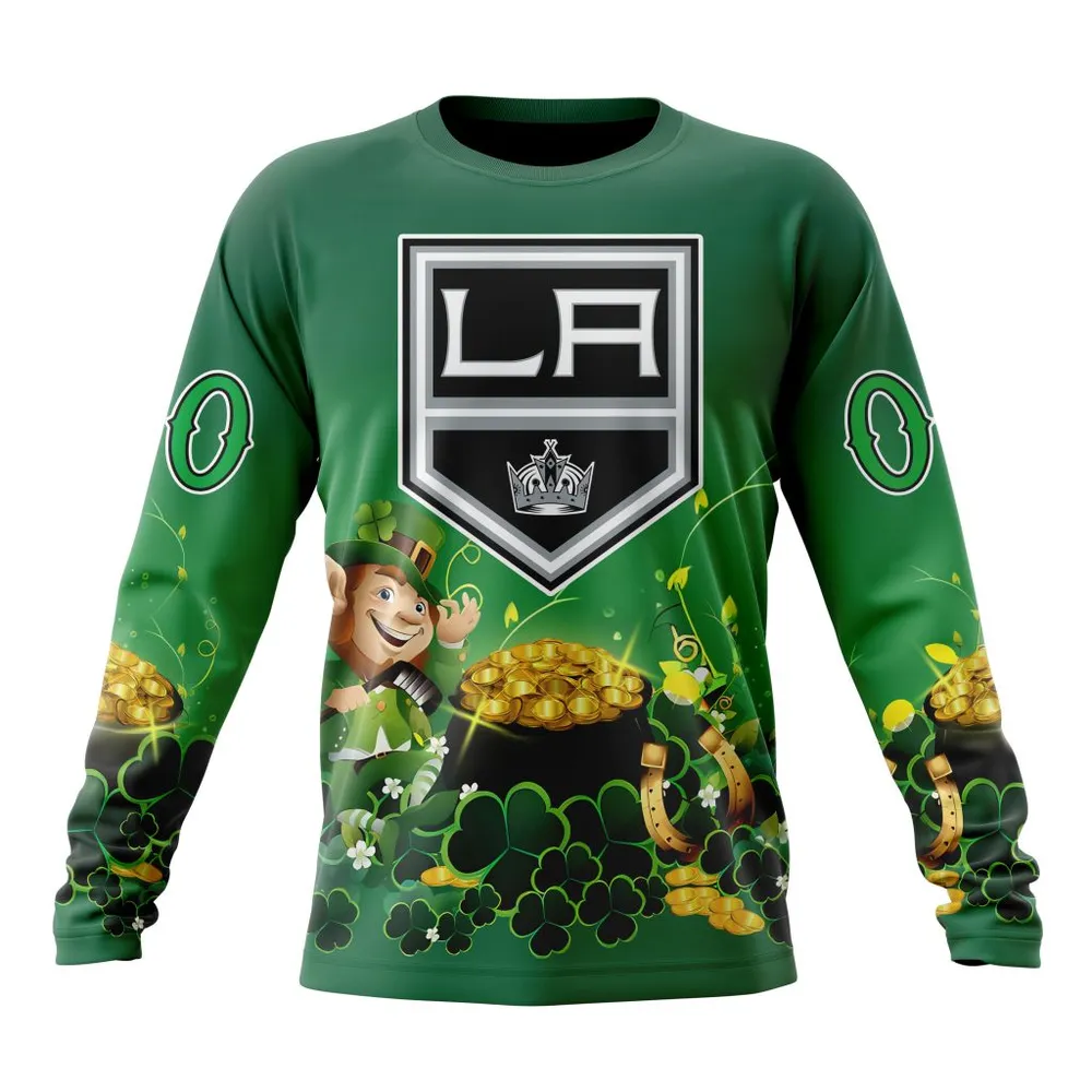 NHL Los Angeles Kings Special Design For St. Patrickâ€™S Day St2403 Long Sleeved Sweatshirt 