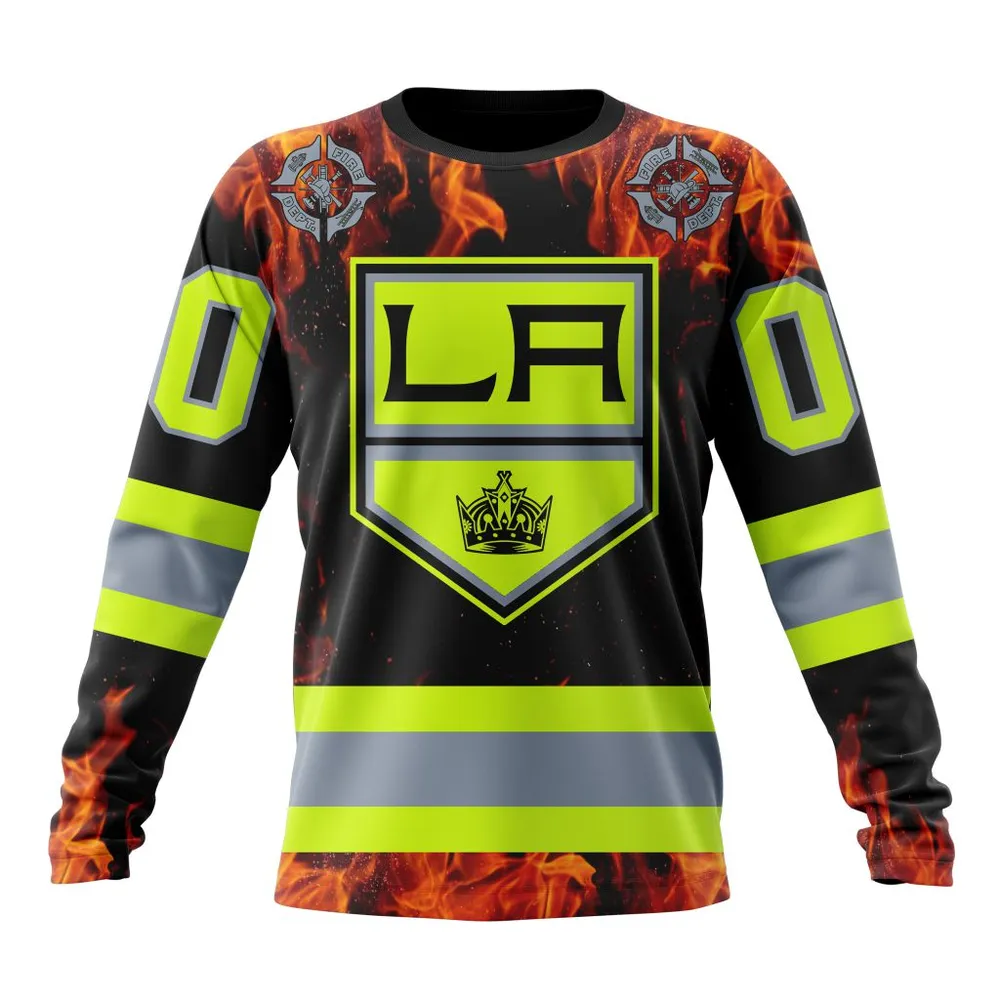 NHL Los Angeles Kings Special Design Honoring Firefighters St2401 Long Sleeved Sweatshirt 