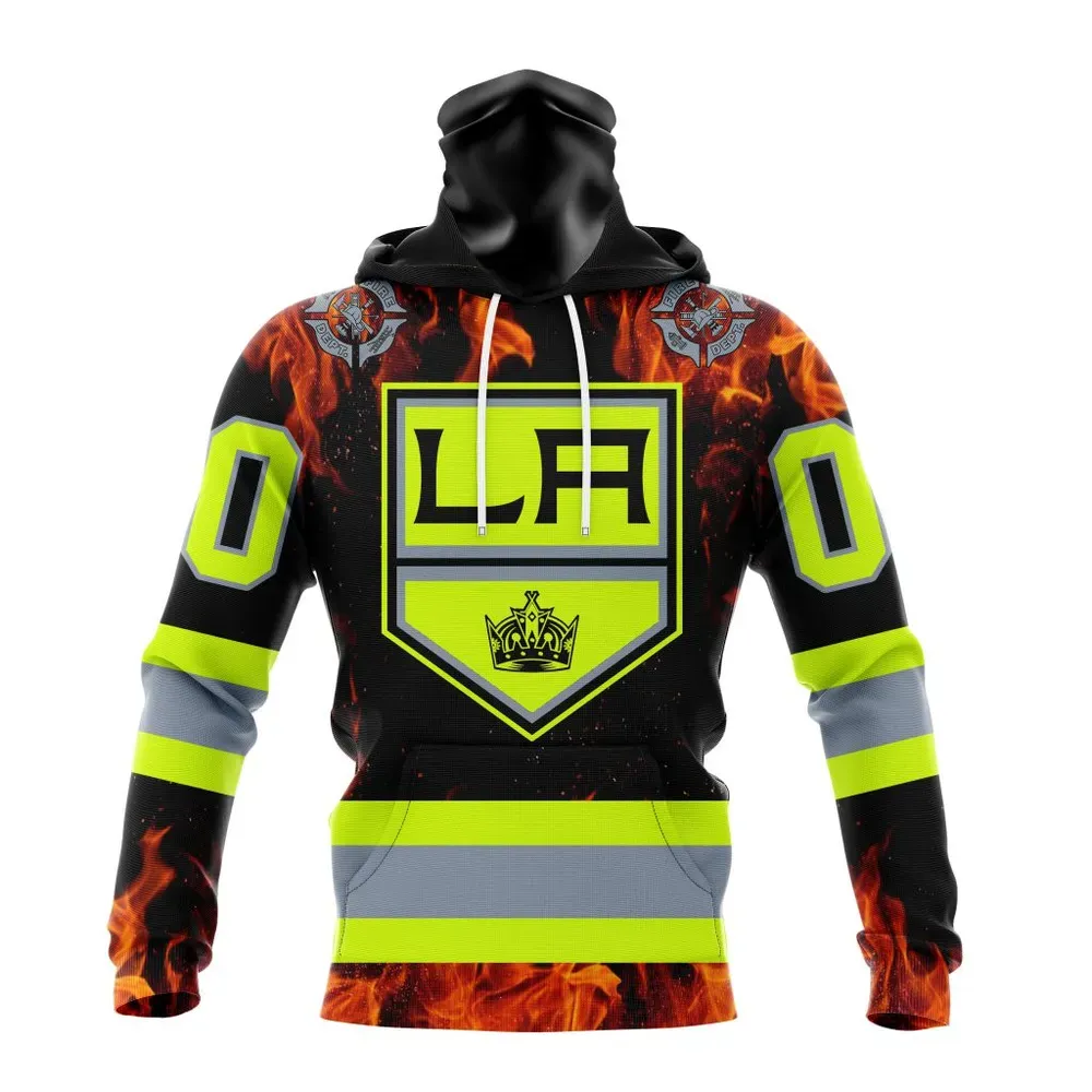 NHL Los Angeles Kings Special Design Honoring Firefighters St2401 Mask Hoodie