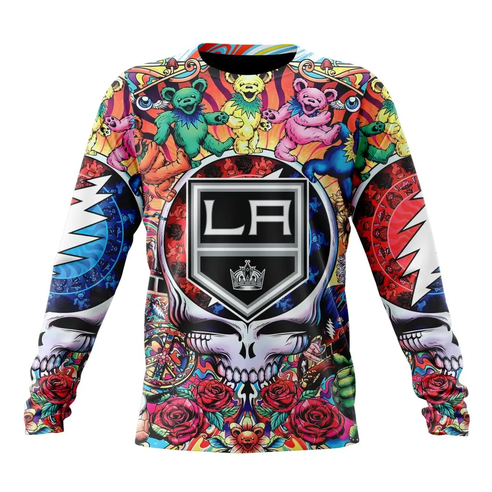 NHL Los Angeles Kings Special Grateful Dead Design St2304 Long Sleeved Sweatshirt 