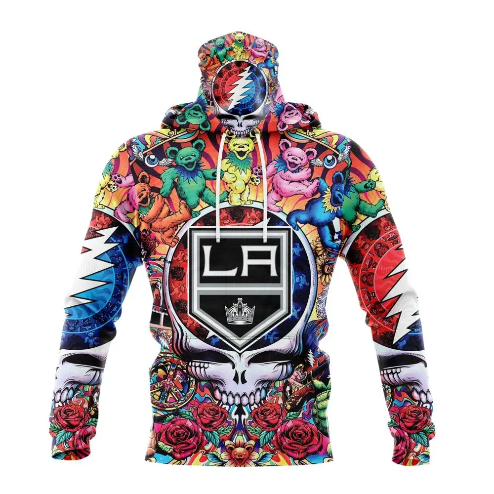 NHL Los Angeles Kings Special Grateful Dead Design St2304 Mask Hoodie