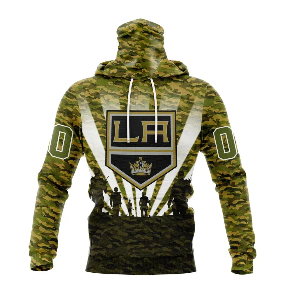 NHL Los Angeles Kings Special Military Camo Kits For Veterans Day And Rememberance Day St2201 Mask Hoodie