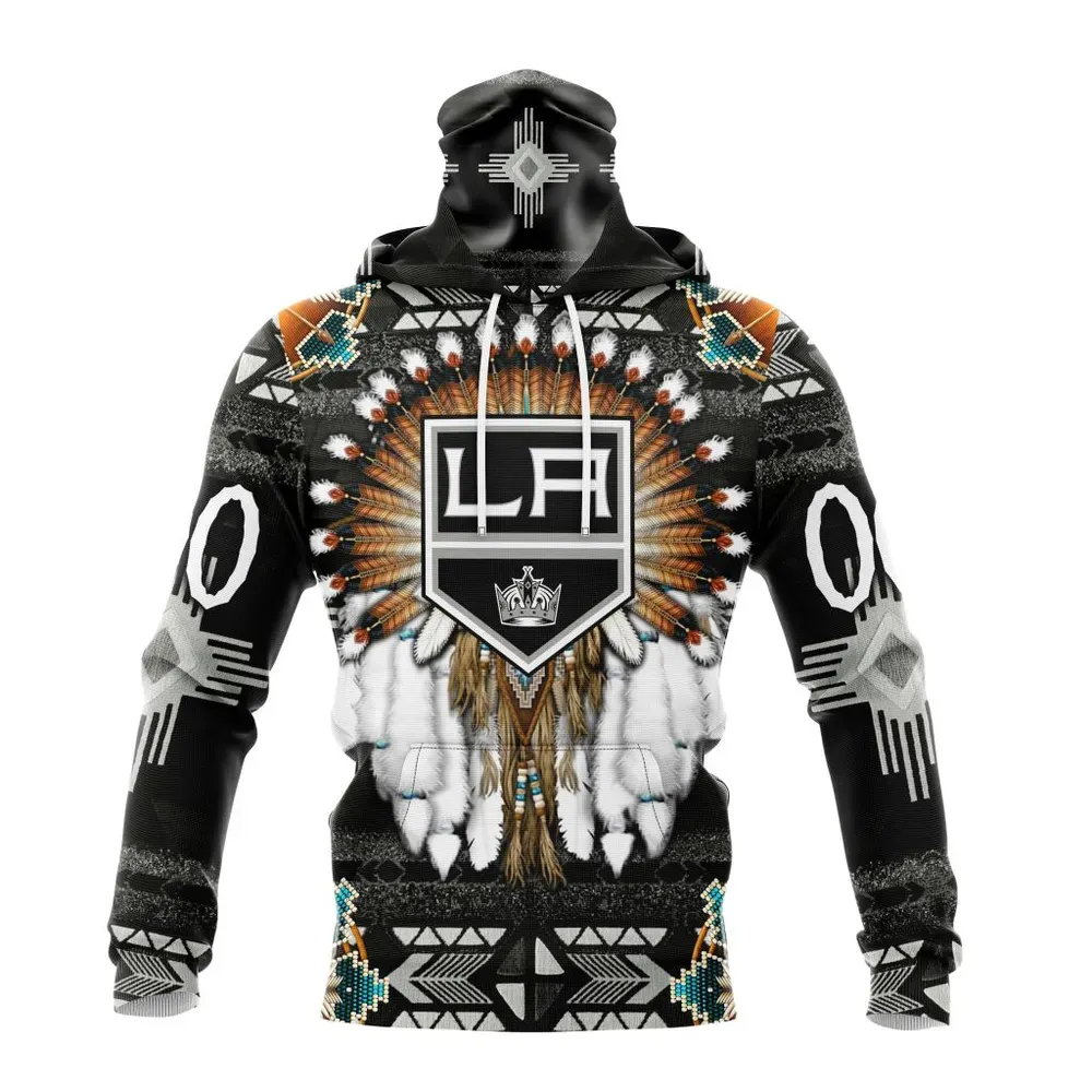 NHL Los Angeles Kings Special Native Costume Design St2202 Mask Hoodie