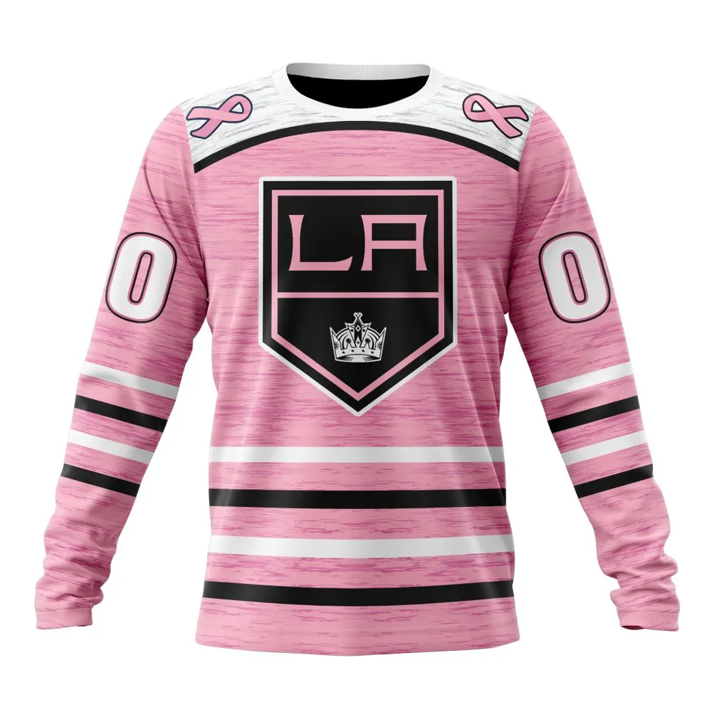 NHL Los Angeles Kings Special Pink Fight Breast Cancer Design St2304 Long Sleeved Sweatshirt 