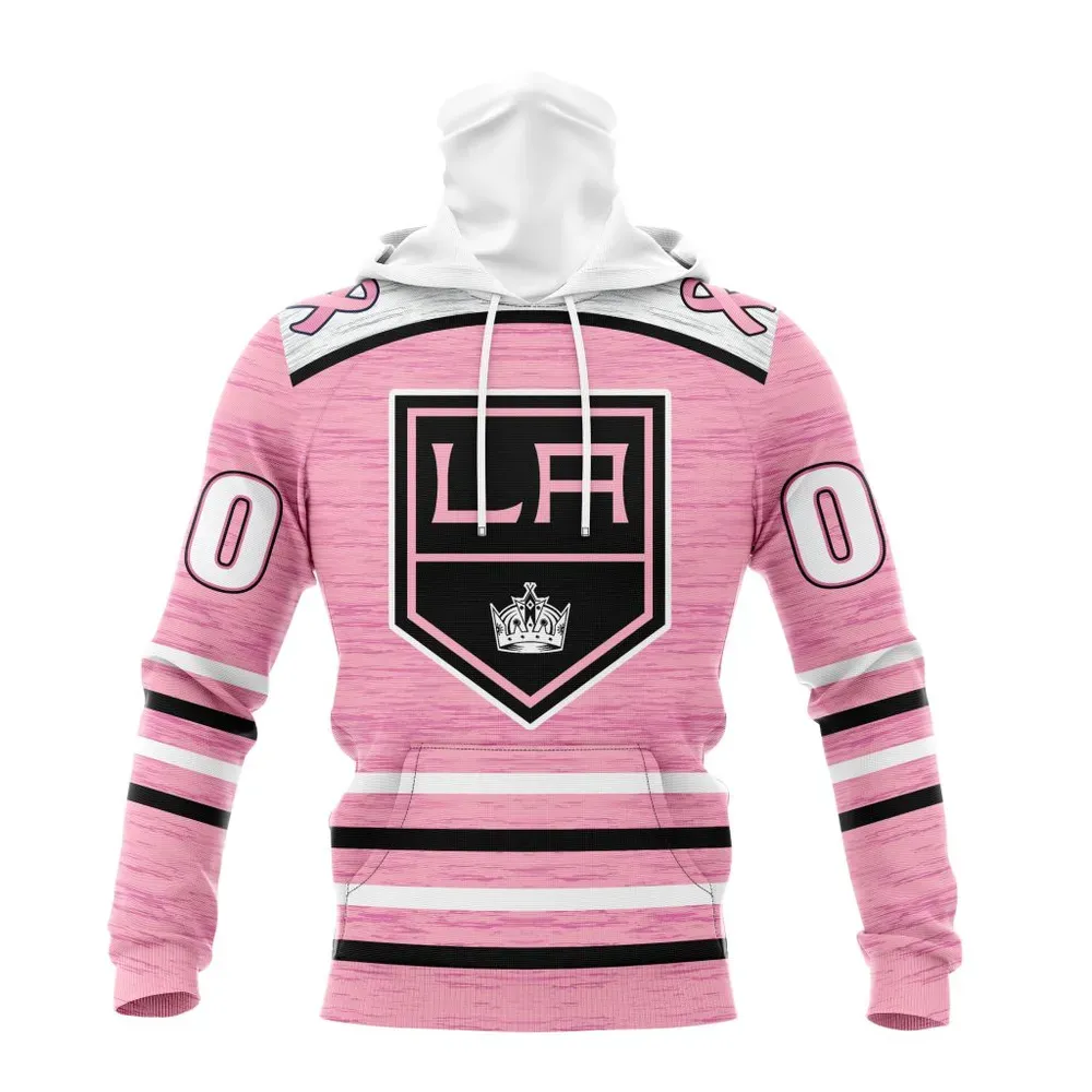 NHL Los Angeles Kings Special Pink Fight Breast Cancer Design St2304 Mask Hoodie